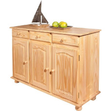 Dmora kolme ukse ja kolme sahtliga küljepaneel, pruun, 130 x 87 x 43 cm