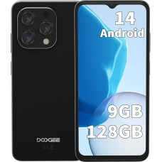 DOOGEE N55 mobiiltelefon ilma lepinguta (Android 14 nutitelefon, 6,56-tolline HD+ 90Hz ekraan) 9GB RAM + 128GB ROM, 5150mAh aku, 13MP AI kaamera, Dual SIM 4G LTE, Octa-Core, must