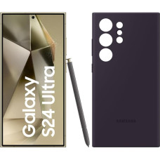 Samsung Galaxy S24 Ultra AI nutitelefon, 12 GB RAM / 512 GB mälu, Titanium kollane, Silikoonist ümbris tumelillakas