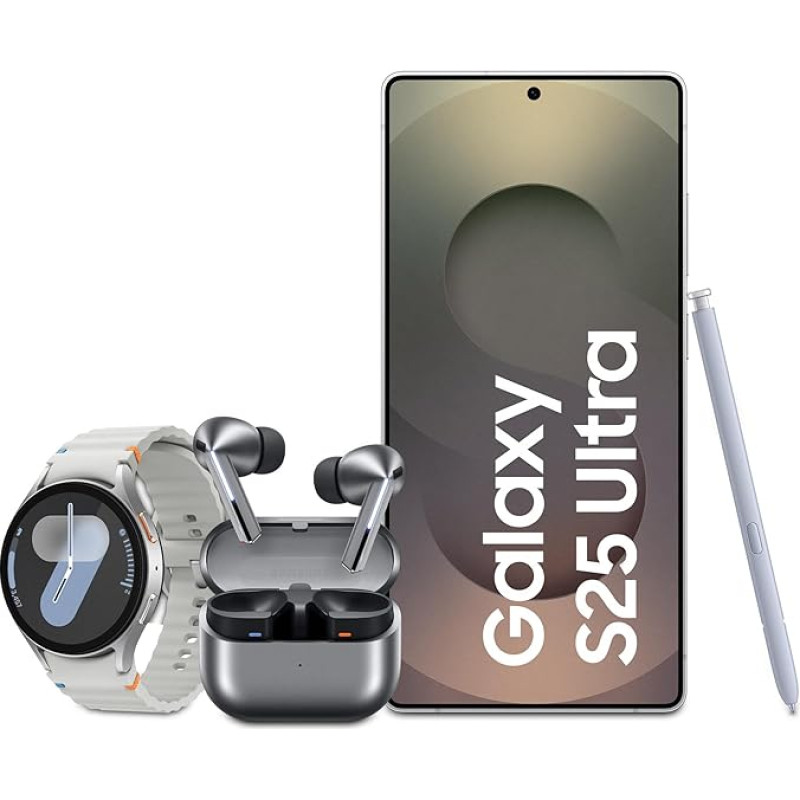 Samsung Galaxy S25 Ultra AI nutitelefon Galaxy AI-ga, 12GB RAM, 256GB mälu, Titanium Silver, 3-aastane tootja garantii + Galaxy Watch7 nutikell + Galaxy Buds3 Pro
