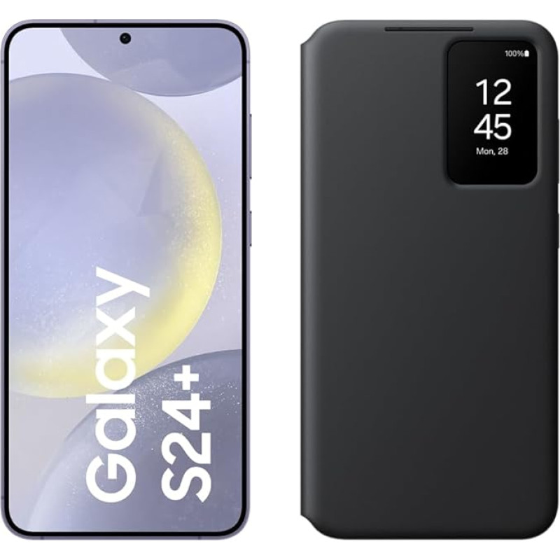 Samsung Galaxy S24+ AI nutitelefon, 12 GB RAM, 256 GB mälu, kobalti lilla, 3-aastane tootja garantii + Smart View rahakotikott, must