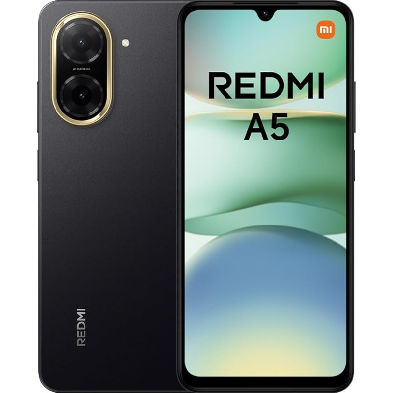 Xiaomi Redmi A5 nutitelefon, 3 + 64 GB, must, ülikiire 32MP AI-kaamera, 5200 mAh aku, võimas kaheksatuumaline protsessor, kaasahaarav 6,88-tolline 120 Hz ekraan