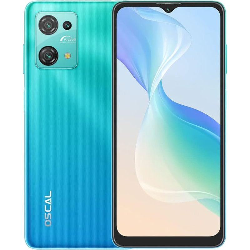 OSCAL C30 PRO Android 12 4G nutitelefon ilma lepinguta, Qcta-Core 4GB + 64GB, 6,5-tolline HD+, Dual SIM (3 kaardipesa) mobiiltelefon, 12MP + 5MP kaamera, 5080mAh aku, GPS sõrmejälg näo lukustuse avamine roheline