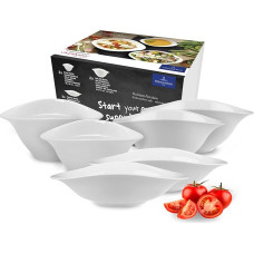 Villeroy and Boch Vapiano Trio Bowls Set of 6, Ideal for Dinner for Two, Premium Porcelain, Dishwasher and Microwave Safe, White.