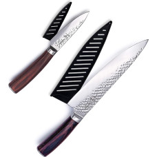 Hajegato Japanese Chef's Knife Set Professional 8 Inch Chef's Knife & 3.5 Inch Peeling Kitchen Set 7cr17 German Stainless Steel with High Carbon Content, 2-Piece Gift Set