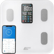 Active Era Bluetooth Personal Scales Digital with Large LED Display - Bluetooth Body Fat Scales with 16 Measurements, High Precision Body Weight, Body Mass Index (BMI), Free Smartphone App (White)