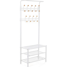 Songmics coat stand, height 187 cm, with 3 shoe racks, 18 hooks, metal