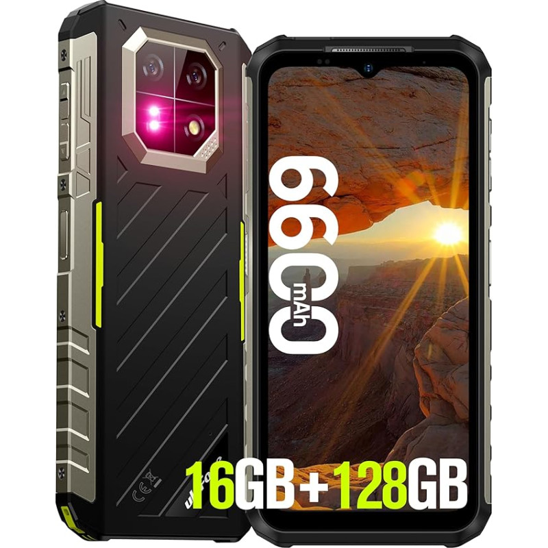 Ulefone Armor 22 (128GB) Välitingimustes kasutatav Android 14 mobiiltelefon 64MP + 64MP öönägemiskaameraga 6600 mAh/33W nutitelefon 16GB RAM/SD-512GB, IP68 veekindel, põrutuskindel ekraan 6.58 tolli FHD+ 120Hz 4G