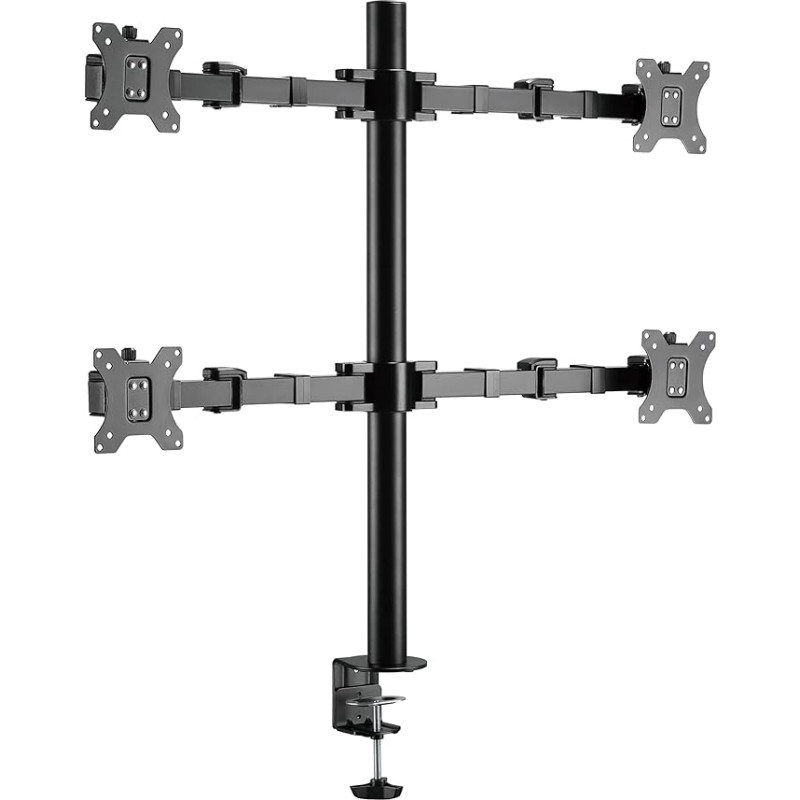 HALTERUNGSPROFI Quad 4-Way Desk Mount for LED and LCD Monitors up to 32 Inch VESA 75 x 75 100 x 100 OFFICE-848Q (4 Monitors)