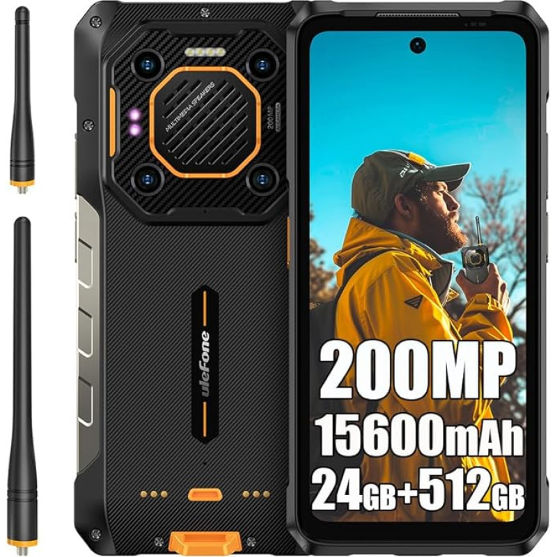 Ulefone Armor 26 Ultra WT 5G mobiiltelefon ilma lepinguta, MTK 8020 24GB + 512GB Outdoor Smartphone 5G, 15600mAh 120W, 200MP + 64MP öönägemiskaamera, 6.78 tolli FHD+, veekindel