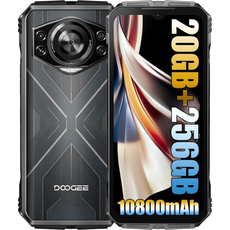 DOOGEE S Cyber vastupidav nutitelefon ilma lepinguta (2024), 10800 mAh aku / 33 W Simlock-free mobiiltelefonid, 20 GB + 256 GB, vastupidav 4G, 50 MP kaamera + 16 MP välitelefon, Android 14 6.58