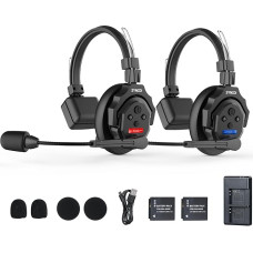 SYNCO XTALK X2 traadita intercom peakomplekt, 2.4GHz täisdupleksne traadita sidesüsteem 24H 350M filmitootmiseks (2 tk)