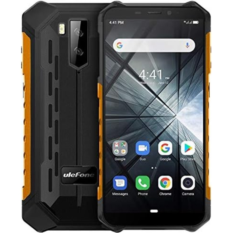 Ulefone Armor X3 väljas kasutatav mobiiltelefon veealuse režiimiga, Android 9.0 5,5-tolline IP68 / IP69K nutitelefon, Dual SIM, 2 GB RAM, 32 GB ROM, 8MP + 5MP + 2MP, 5000 mAh aku, Face Unlock GPS Orange