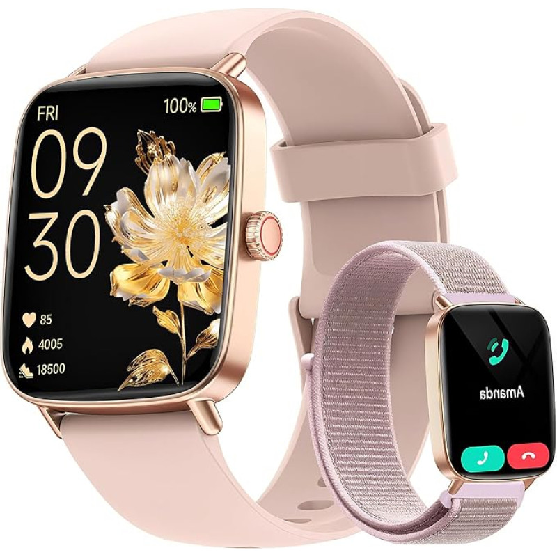 Smartwatch Naised Mehed koos telefoni funktsiooniga, 1,85-tolline spordikell Smart Watch, 100 + spordirežiimid, Fitness Tracker koos südame löögisageduse / SPO2 / unenägude monitoriga, sammuloendur, IP68 veekindel spordikell iOS-i jaoks