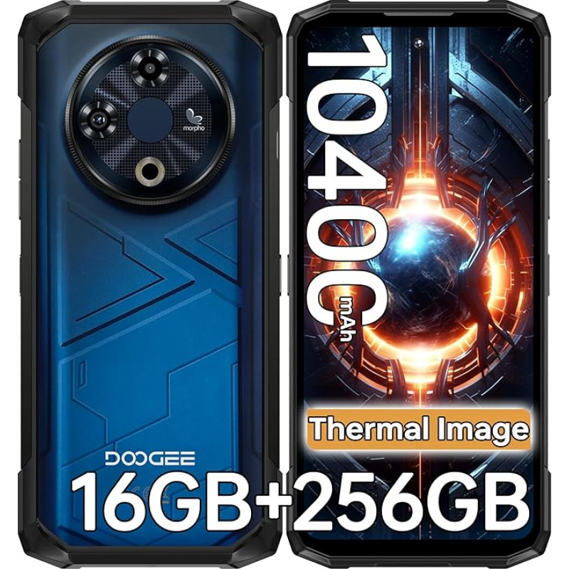 DOOGEE Fire 6 Outdoor nutitelefoni soojuskaamera, 16GB + 256GB/2TB Outdoor mobiiltelefon ilma lepinguta Android 14, 10400mAh, 6,56-tolline ekraan jagatud ekraaniga režiim, 50MP + 8MP, 4G kolmekordne kaart