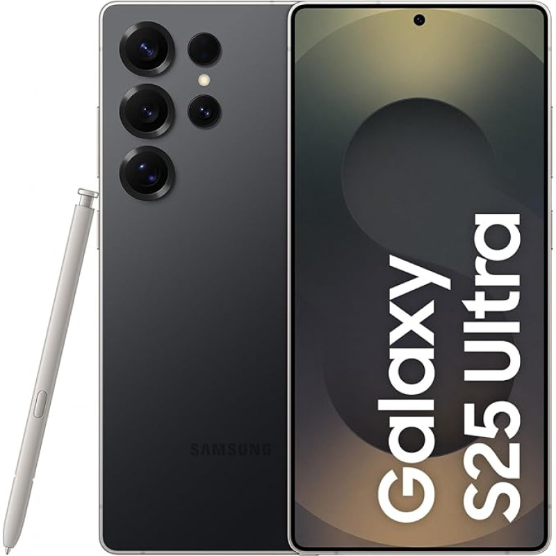 Samsung Galaxy S25 Ultra 5G nutitelefon Galaxy AI-ga (Titanium Black, 12GB RAM, 512GB mälu), Titanium Frame, Snapdragon 8 Elite, 200MP kaamera koos ProVisual Engine'iga ja 5000mAh akuga