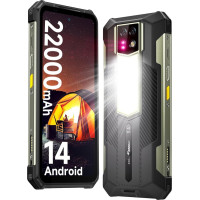 Ulefone Armor 24 väljas mobiiltelefon 22000 mAh 1000 luumeni taskulambiga, Android 14 24GB + 256GB/2TB SD 64MP + 64MP + 16MP öövaatlus, 120Hz 6.78 tolli FHD+ IP68 nutitelefon 4G Dual SIM/NFC/Fingerprint