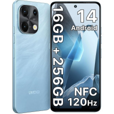 UMIDIGI Note 100 mobiiltelefon, Android 14 nutitelefon ilma lepinguta, 120HZ Octa-Core, 16(8+8) GB + 256GB mobiiltelefon ilma lepinguta, 6.8 tolli, 50MP, näo- ja sõrmejälg, NFC, 5000mAh, GPS
