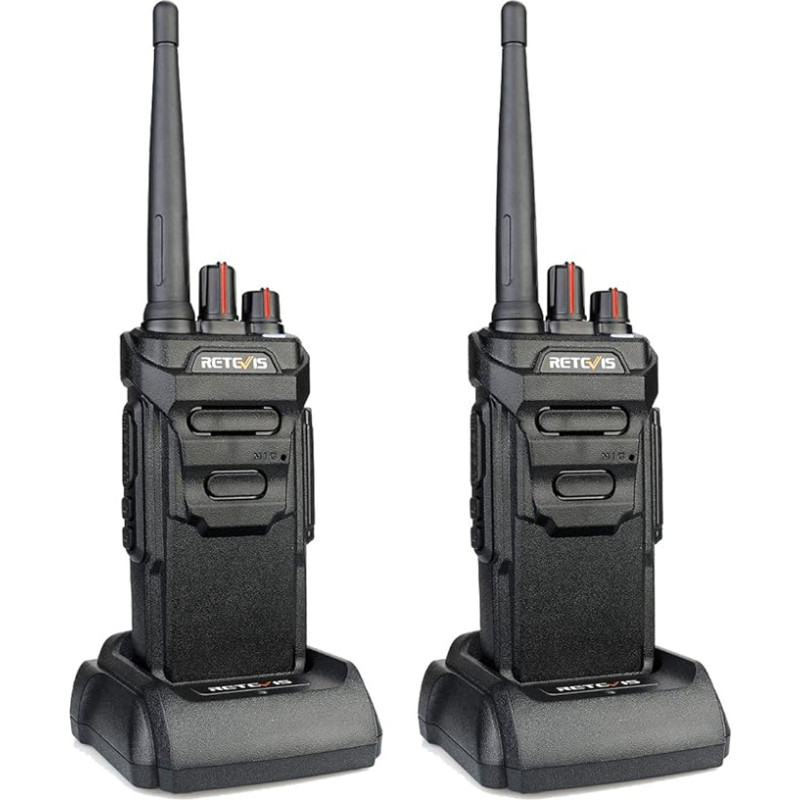 Retevis RT648 Walkie Talkie, IP67 veekindel, litsentsivaba PMR446 Professional Walkie Talkie, laetav, VOX Squelch pikamaa, 2-suunaline raadio (Pack of 2, must)