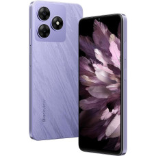 Blackview Wave 8 4G Android 14 nutitelefon ilma lepinguta, 12GB + 128GB (2TB väline SD), 6,56-tolline HD+ ekraan (Eye Comfort Mode), 13MP + 8MP, Dual SIM mobiiltelefon, Smart-K Box kõlar, GPS Lilla