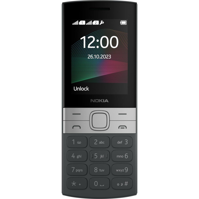Nokia 150 funktsioonitelefon FM-raadio, kaamera välguga, võimas aku, 20 tundi kõneaega ja 30 päeva ooterežiimi, must