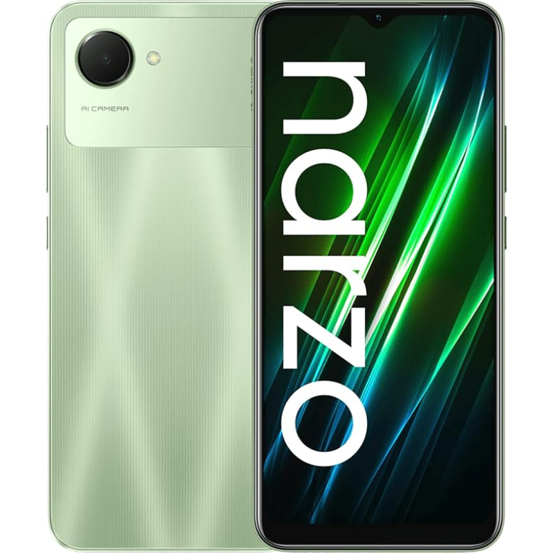 realme Narzo 50i Prime 4+64GB - Võimas 5000 mAh aku, 16,5 cm (6,5 tolli) täisekraan, Unisoc Octa-Core protsessor T612, 8,5 mm ultra õhuke, mündiroheline, ilma toiteallikata