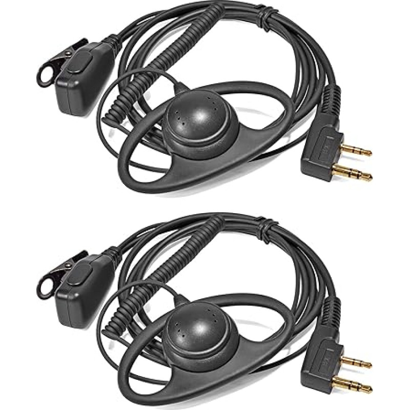 HYSHIKRA Walkie Talkie D-kujulise mikrofoniga, mis ühildub Baofeng UV5R 888S UV-82HP Kenwood 2 Way Radio'ga (2 tk.)