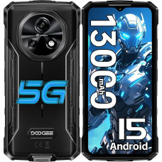 DOOGEE Fire 7 Android 15 väljas mobiiltelefon 5G, 13000mAh, 16GB + 256GB/2TB väljas nutitelefon ilma lepinguta, 64MP kaamera, MTK6300, 6,6-tolline IPS ehitusplatsil mobiiltelefon, Dual 5G SIM 3 pesa