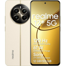 realme 12+ 5G nutitelefon 12 + 512 GB NFC-ga, Sony LYT-600 OIS portreekaamera, Dimensity 7050 5G kiibistik, 120Hz AMOLED ekraan, Rainwater Smart Touch, 67W SuperVOOC laadimine, Navigator Beige