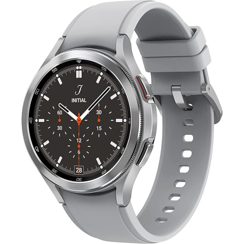 Samsung Galaxy Watch4 Classic, ümmargune Bluetooth Smartwatch, Wear OS, pöörlev lüli, spordikell, spordijälgimisseade, 46 mm, hõbedane (Saksa versioon)