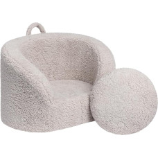 BEJOY laste diivan Pehmendusega laste diivan, mugav vaht, ergonoomiline lastetoa mööbel ümmarguste padjadega poistele ja tüdrukutele, helehall