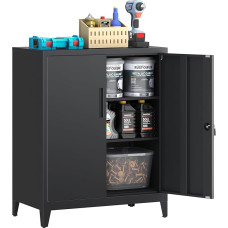 Registrikapp, lukustatav garaažikapp, 2-tasandiline kontorikapp, töökojakapp reguleeritavate riiulitega, kontorisse, garaaži ja majapidamisruumi, 40 x 80 x 100 cm, must