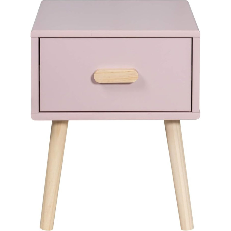 Rebecca Mobili RE6977 Laste öökapp 1 sahtliga, juhtsiinidega, ruumi säästev - mõõtmed K x S x S: 44 x 35 x 35 cm Roosa pruun mänd MDF