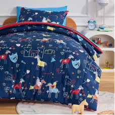 SLEEP ZONE Kids 5-osaline hingav kogu hooaja voodipesu komplekt poistele (Knight's Tale, Twin)