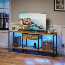 OYRREU TV-kapp TV-alus Lowboard koos pistikupesa ja USB-pesadega TV-kapp LED-valgustusega TV-laud laud kuni 55-tollise teleri jaoks elutuppa söögituppa magamistuppa