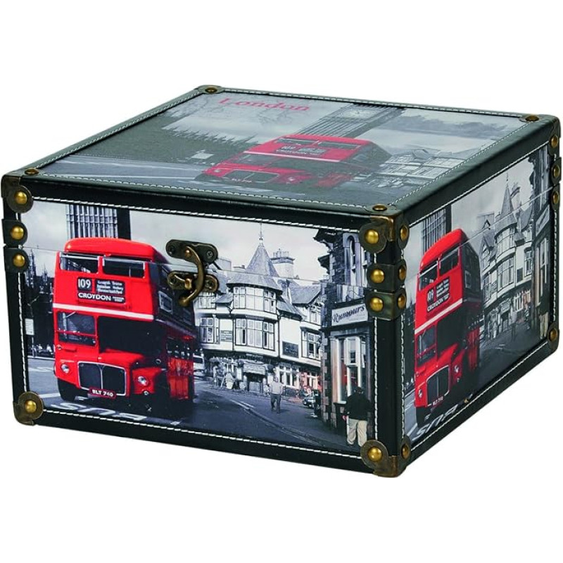 Kleiber 91979 London Storage Chest Box Suur hoiukast, kast, puit, must, 30 x 18 cm