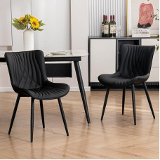 YOUTASTE Söögitoolide komplekt, 2 tooli, söögitoa toolid, kunstnahast, seljatoega köögitoolid, mugavad polsterdatud toolid söögituppa, kööki, elutuppa, mustad