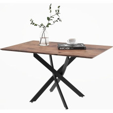 IMHKAM 110 x 70 x 75 cm Puidust söögilaud Ristkülikukujuline köögilaud Retro tööstuslik söögilaud mustade metalljalgadega söögituppa elutuppa kööki