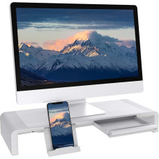 Tateguard kokkupandav monitori tugi, reguleeritava laiusega arvutimonitori tugi, mis ühildub iMac'i, printeri, sülearvuti ja hoiukastiga, tahvelarvuti ja mobiiltelefoni tugihoidja, valge