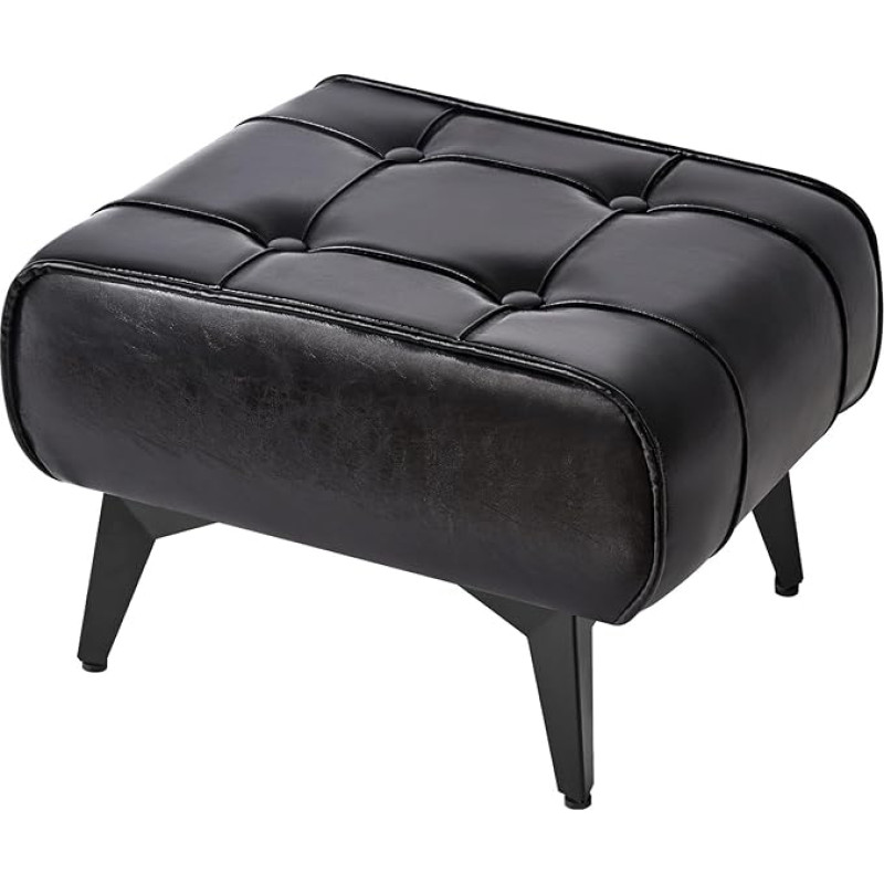 YMYNY Väike jalahoob nahast jalahoob kaasaegne pehmendusega diivanijalats elutoa tugitoolile Square Tech kangast Ottomani Vintage 40 x 30 x 26 cm must HBD037B