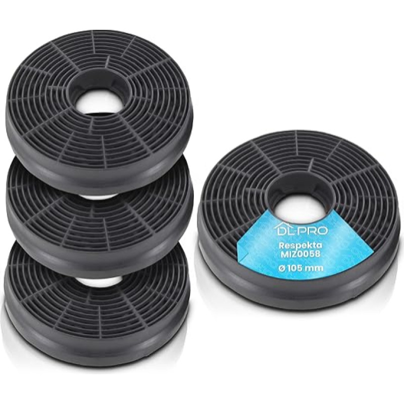 DL-pro 4 x süsinikufilter Aktiivsöefilter Respekta MIZ0058 MIZ 0058 PKM CF130 Candy 49040890 35602288 pliidikupu jaoks 35602288