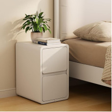 AQIMUELE Öölaud kitsas küljelaud 2 sahtliga kitsas öökapp paigaldus vaba nahkpind magamistuppa elutuppa laius 30cm (valge)