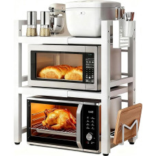 Brstheco Brsheco mikrolaineahju riiul, üksik riiul, topeltpõhjaga köögiriiul, raud, mikrolaineahju riiul sobib tööpinnale, köök, riiul, must, valge (valge, 3 tasandit)