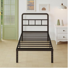 Lutown-Teen metallist voodi 75 x 190 cm lamelliraamiga, voodiraam 75 x 190 cm koos peaosaga, üheinimesevoodi 36 cm kõrge, noorte voodi suure voodi all oleva panipaigaga, müravaba, lihtne kokkupanek, must