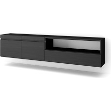 Skraut Home TV-kapp, madalal asuv, elutuppa ja söögituppa, 200 x 45 x 35 cm, kuni 80-tollise teleri jaoks, rippuv, kaasaegne stiil, must