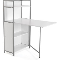 Versa Blumenau söögilaud koos riiuliga kööki, terrassile, aeda või söögituppa, kokkupandav töölaud, mõõdud 120 x 30 x 62 cm (K x L x S), puit, PVC ja metall, valge