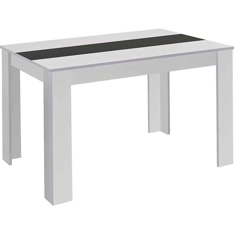 byLIVING Nori söögilaud Modernne köögilaud valge / pööratav lisaplaat mustas või valges / ripplaud / 160 x 90, H 75 cm