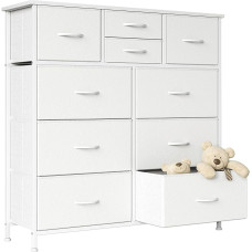 Magamistoa kapp, kõrge hoiutorn seisev organiseerija 10 riidest sahtliga, tugev metallist raam, organiseerija elutuppa, koridori, kabinetti, 100 x 30 x 98 cm, valge