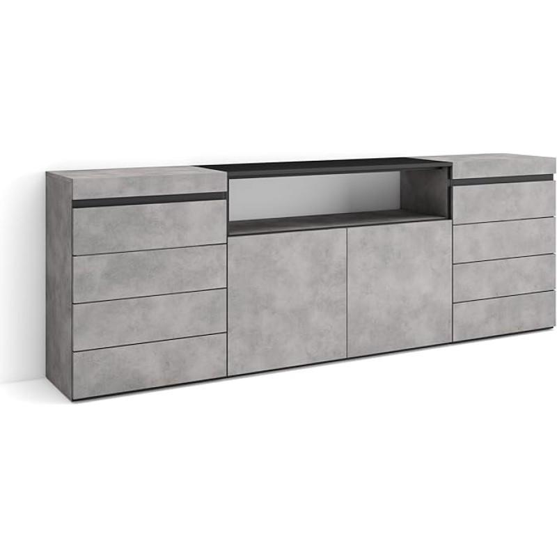 Skraut Home sahtlitega kapp 214 x 75 x 35 cm magamistuppa, tuppa, riidekappi, kapp, kaasaegne stiil, tsement, sahtlitega kapp 214 x 75 x 35 cm