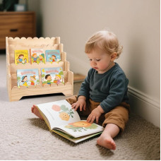 Whemyreat puidust raamaturiiul lastele, lastetuba, seisev riiul, mööbel, raamaturiiul, lastetuba, hoiuriiul, laste raamaturiiul, mänguasjade riiul, 43 x 29 x 40 cm